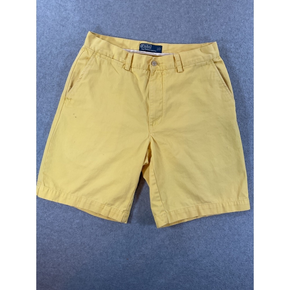 Polo Ralph Lauren Mens Classic Chino Shorts Yellow 32 Cotton Twill 9 Inseam #787